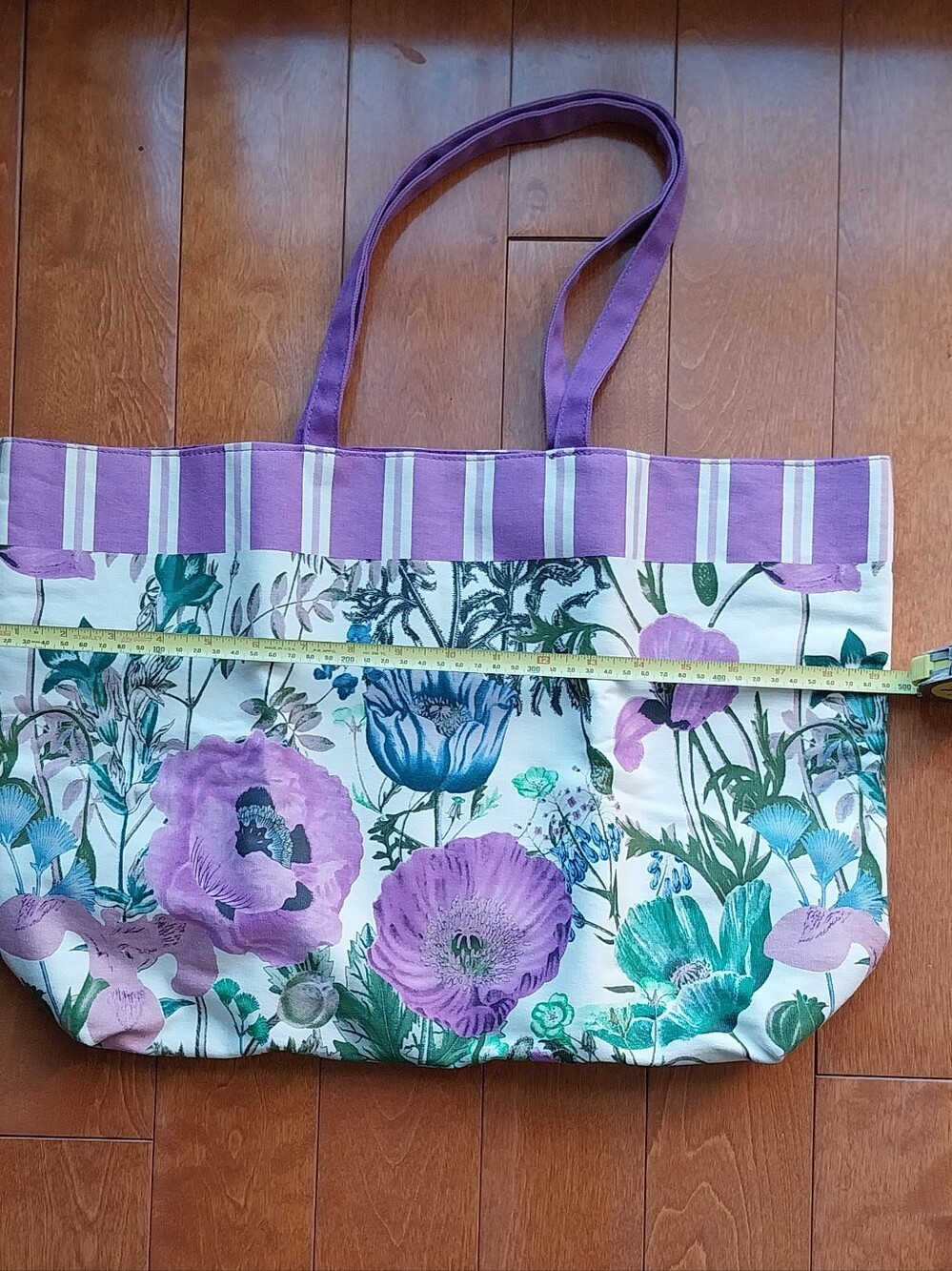 Brand New Floral Purple Canvas Tote Bag - Women Bags
